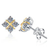 Wholesale S925 Sterling Silver Women's Earrings With Moissanite Cross Shape Light Luxury Style Electroplating Treatment Crown Pattern