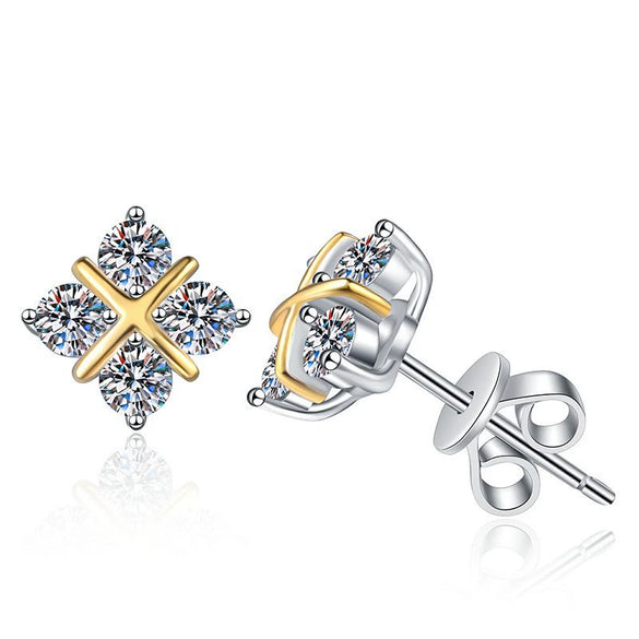 Wholesale S925 Sterling Silver Women's Earrings With Moissanite Cross Shape Light Luxury Style Electroplating Treatment Crown Pattern