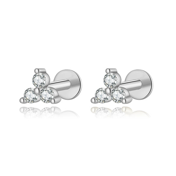 Wholesale S925 Sterling Silver Women's Earrings With Small Five Pointed Star And Flower Patterns Electroplated Simple And Fresh Style For Students
