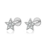 Wholesale S925 Sterling Silver Women's Earrings With Small Five Pointed Star And Flower Patterns Electroplated Simple And Fresh Style For Students