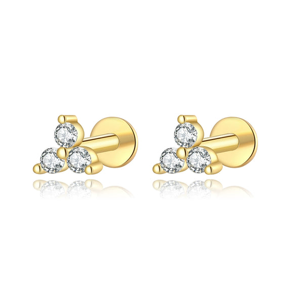 Wholesale S925 Sterling Silver Women's Earrings With Small Five Pointed Star And Flower Patterns Electroplated Simple And Fresh Style For Students