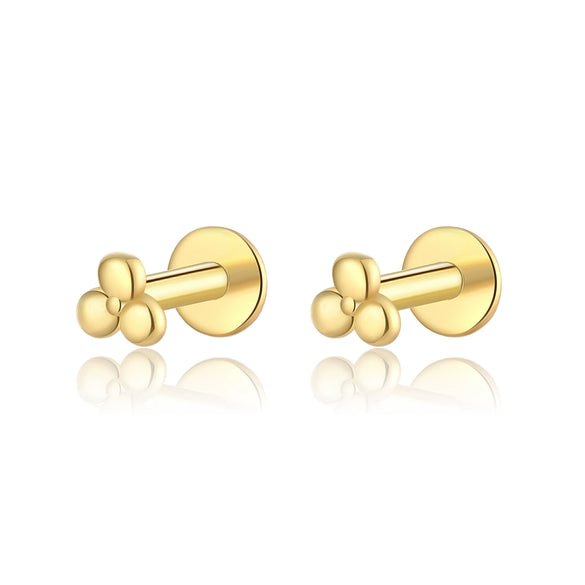 Wholesale S925 Sterling Silver Women's Earrings With Small Five Pointed Star And Flower Patterns Electroplated Simple And Fresh Style For Students
