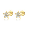 Wholesale S925 Sterling Silver Women's Earrings With Small Five Pointed Star And Flower Patterns Electroplated Simple And Fresh Style For Students