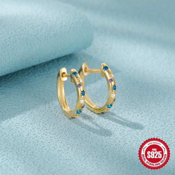 Wholesale S925 Sterling Silver Women's Fashion Personality Star Moon Geometric Earrings With Electroplating