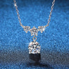 Wholesale S925 Sterling Silver Women's Light Luxury Tassel Necklace With Moissanite Inlay And Crown Pattern