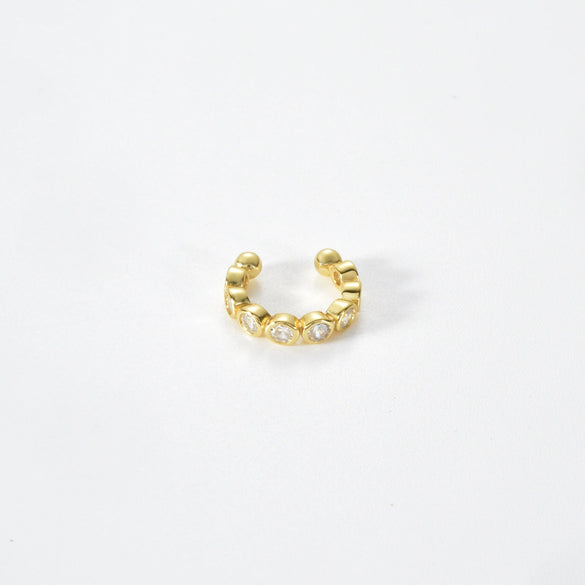 Wholesale S925 Sterling Silver Women's Simple Ear Clips With Geometric Zircon And Electroplated Finish