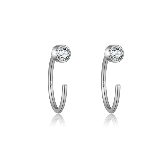 Wholesale S925 Sterling Silver Women's Simple High End Ear Studs With U Shape Design And Diamond Treatment Process