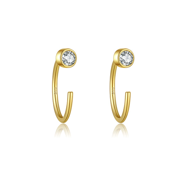 Wholesale S925 Sterling Silver Women's Simple High End Ear Studs With U Shape Design And Diamond Treatment Process