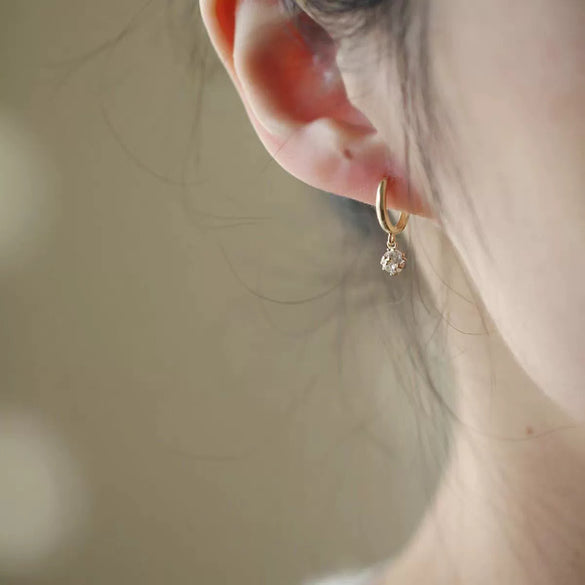 Wholesale S925 Sterling Silver Women's Small Ball Zircon Earrings Geometric Design Light Luxury Elegant Niche Style