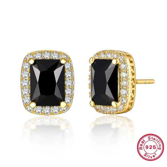 Wholesale S925 Sterling Silver Women's Square Earrings With Geometric Pattern French Retro Light Luxury Electroplated