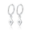 Wholesale S925 Sterling Silver Women's Square Heart Geometric Earrings With Zirconia