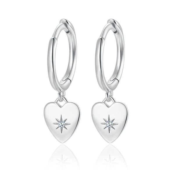 Wholesale S925 Sterling Silver Women's Square Heart Geometric Earrings With Zirconia