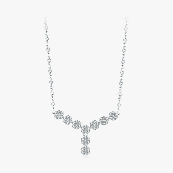 Wholesale S925 Sterling Silver Y Character Flower Flash Diamond Electroplated Women's Clavicle Chain Necklace Light Luxury Style