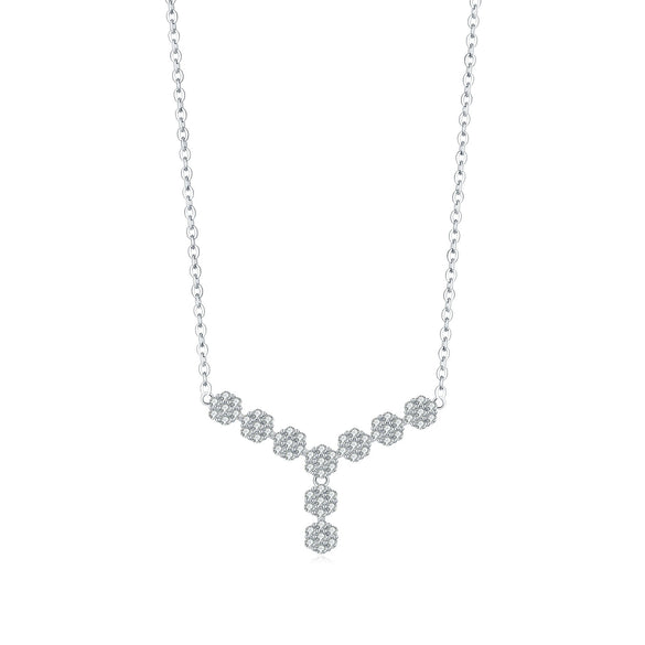 Wholesale S925 Sterling Silver Y Character Flower Flash Diamond Electroplated Women's Clavicle Chain Necklace Light Luxury Style