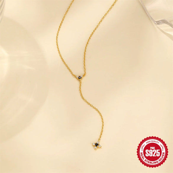 Wholesale S925 Sterling Silver Yshaped Geometric Diamondencrusted Electroplated Clavicle Chain Necklace For Women