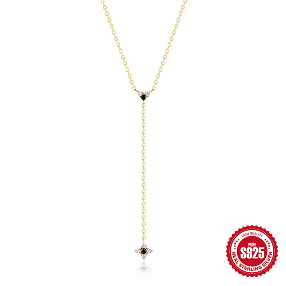 Wholesale S925 Sterling Silver Yshaped Geometric Diamondencrusted Electroplated Clavicle Chain Necklace For Women