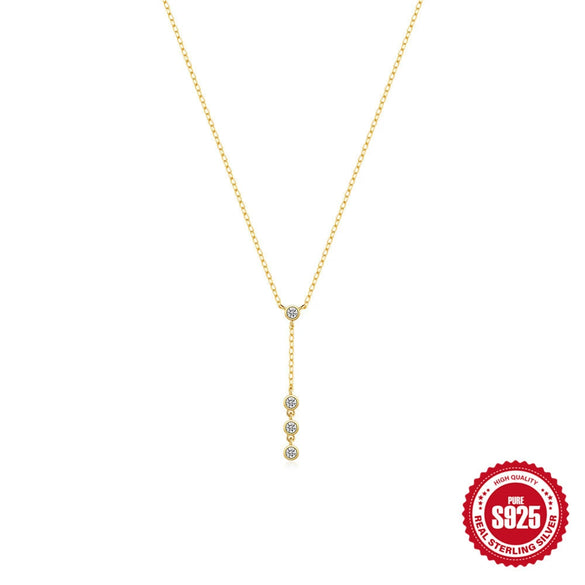 Wholesale S925 Sterling Silver Yshaped Geometric Minimalist Collarbone Necklace With Electroplating