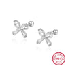 Wholesale S925 Sterling Silver Zircon Bow Nut Niche Design Screw Ear Bone Nail Earrings For Women