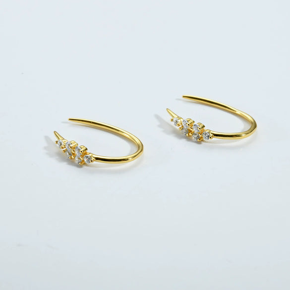 Wholesale S925 Sterling Silver Zircon Climber Earrings With Geometric Design And Electroplating Platinum 18K Gold For Women