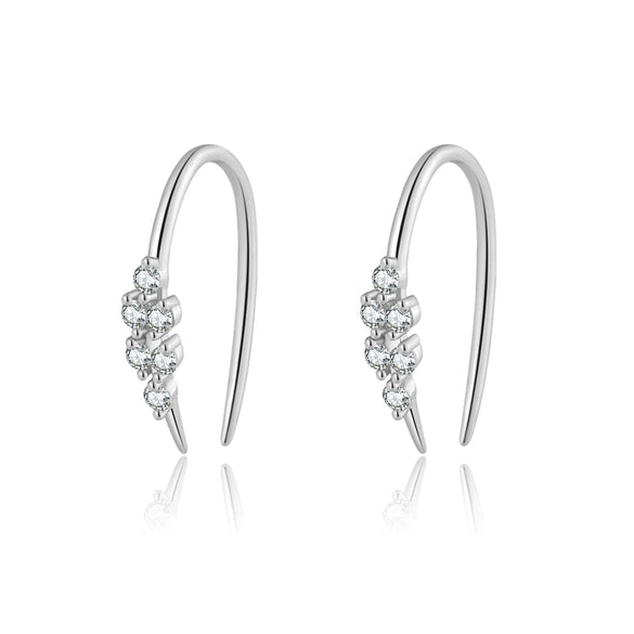 Wholesale S925 Sterling Silver Zircon Climber Earrings With Geometric Design And Electroplating Platinum 18K Gold For Women