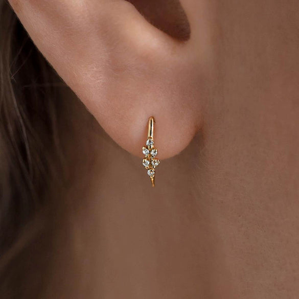 Wholesale S925 Sterling Silver Zircon Climber Earrings With Geometric Design And Electroplating Platinum 18K Gold For Women