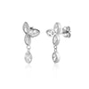 Wholesale S925 Sterling Silver Zircon Hanging Chain Earring With Plant Flower Design And Platinum Or 18K Gold Electroplating