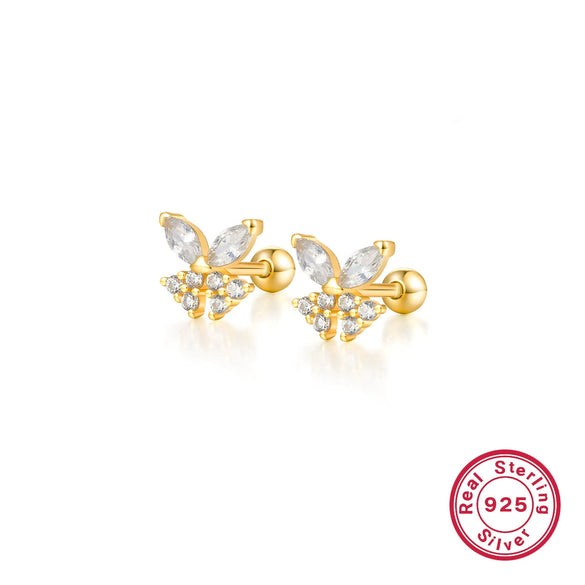 Wholesale S925 Sterling Silver Zircon Insect Butterfly Style Earring