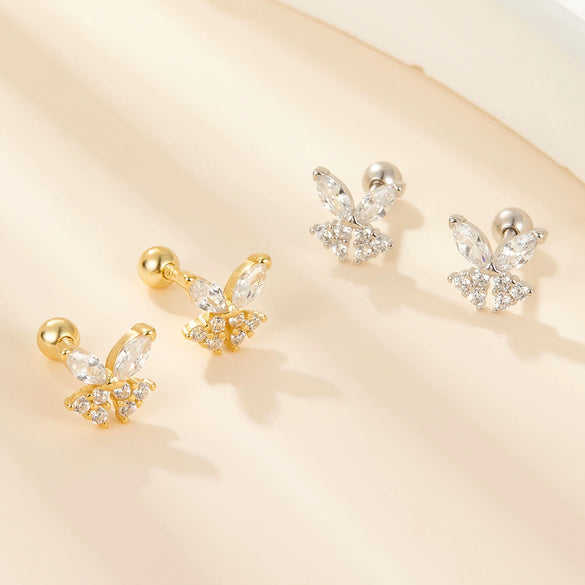 Wholesale S925 Sterling Silver Zircon Insect Butterfly Style Earring