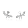 Wholesale S925 Sterling Silver Zircon Leaf Petal Niche Design Screw Ear Bone Nail Earrings With Flower Pattern