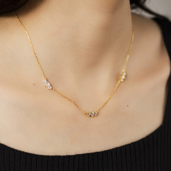 Wholesale S925 Sterling Silver Zircon Women's Clavicle Chain With Geometric Pattern And Electroplating Process