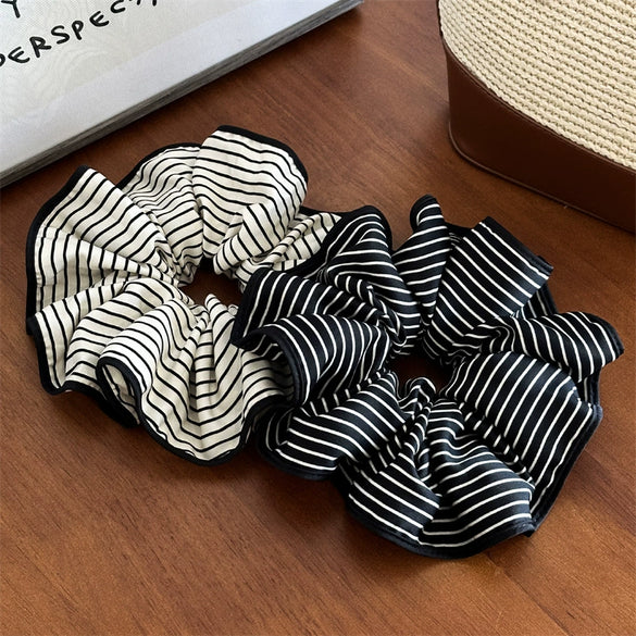 Wholesale Satin Handmade Black And White Striped Hair Ring For Women