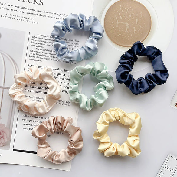Wholesale Satin Handmade Minimalist High Elasticity Solid Color Hair Ring