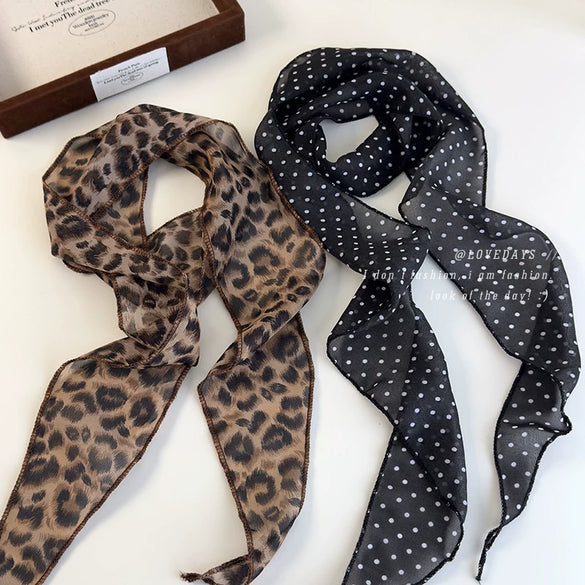 Wholesale Scarf Polyester Chiffon Leopard Print Polar Dot Tie Dye Fashion Niche Highend