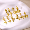 Wholesale Seaside Beach Wind Marine Life Series Stainless Steel Earrings With Starfish Conch Dolphin Seahorse Octopus Geometric Design Electroplated