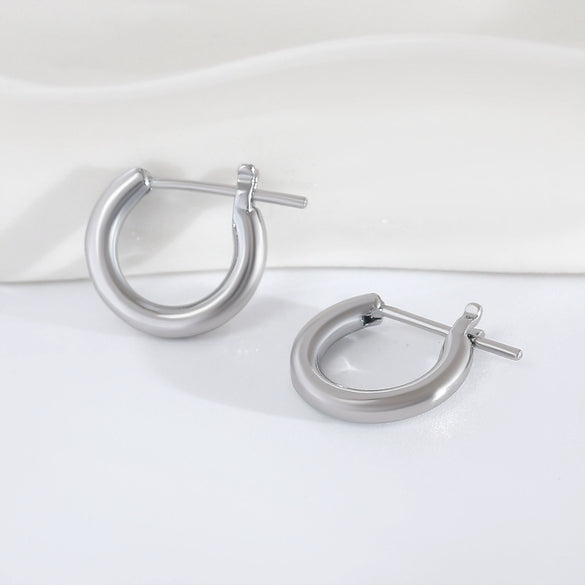 Wholesale Semicircular Geometric Smooth Minimalist Copper Electroplated Hoop Earrings For Women