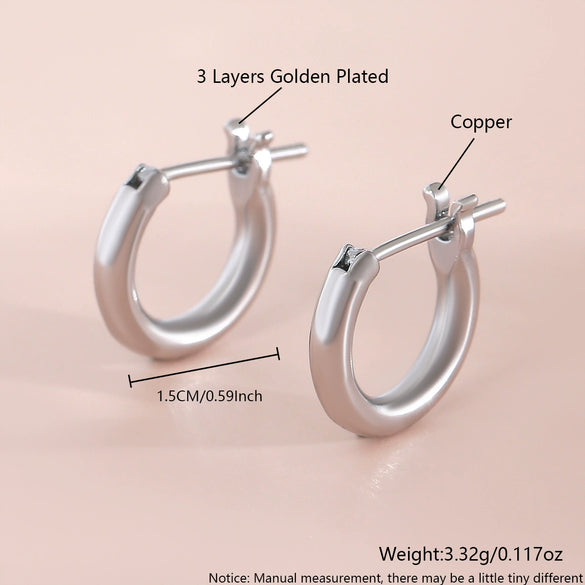 Wholesale Semicircular Geometric Smooth Minimalist Copper Electroplated Hoop Earrings For Women