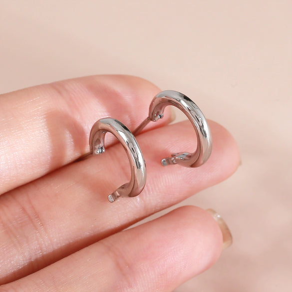 Wholesale Semicircular Geometric Smooth Minimalist Copper Electroplated Hoop Earrings For Women