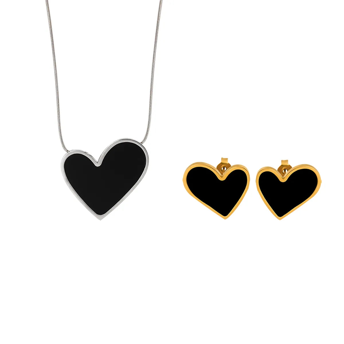 Wholesale Jewelry Sexy Heart Shape 304 Stainless Steel Acrylic 18K Gold Plated Plating Inlay Earrings Necklace