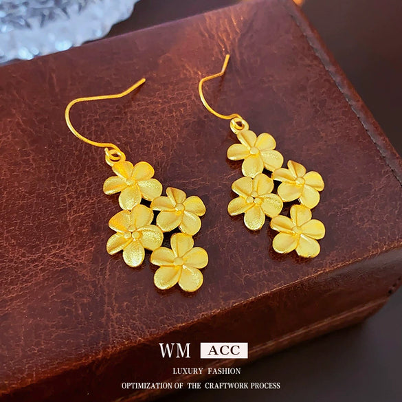 Wholesale Shajin Flower Ear Hooks Electroplated Light Luxury Earrings