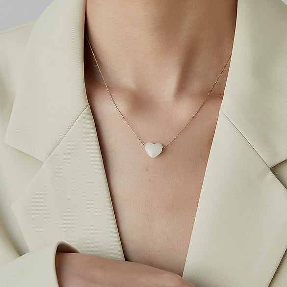 Wholesale Shell And Titanium Steel Heart And Geometric Pattern Necklace With Electroplating For Women