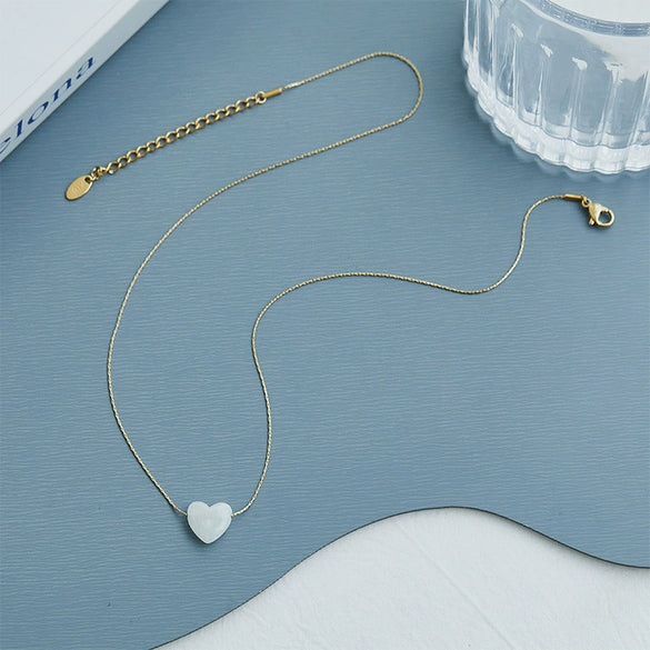 Wholesale Shell And Titanium Steel Heart And Geometric Pattern Necklace With Electroplating For Women