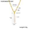 Wholesale Shell Drop Shaped Pendant Clavicle Necklace 316L Stainless Steel 18K Gold Plated Light Luxury Style
