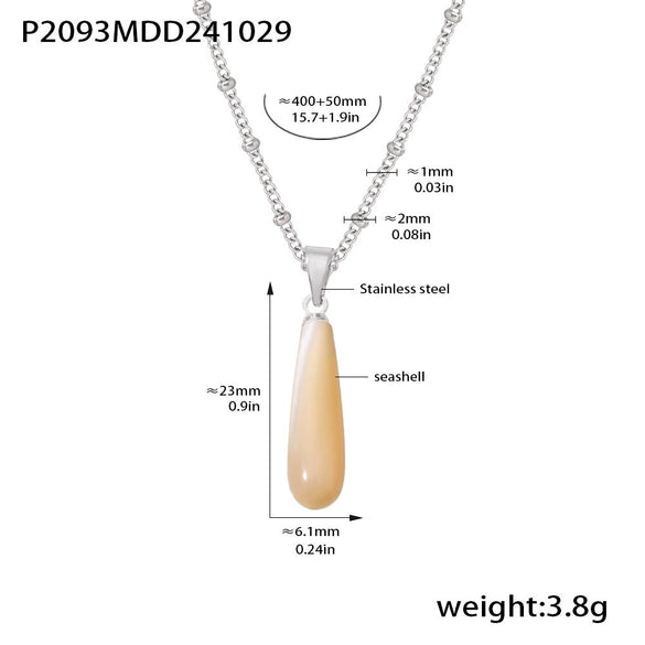 Wholesale Shell Drop Shaped Pendant Clavicle Necklace 316L Stainless Steel 18K Gold Plated Light Luxury Style