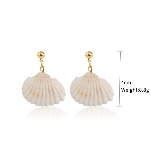 Wholesale Shell Earrings Handmade Geometric Natural Style Alloy Stainless Steel