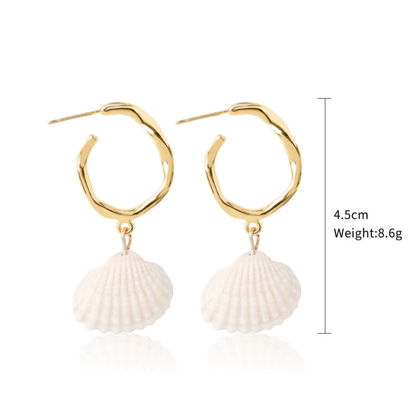 Wholesale Shell Earrings Handmade Geometric Natural Style Alloy Stainless Steel
