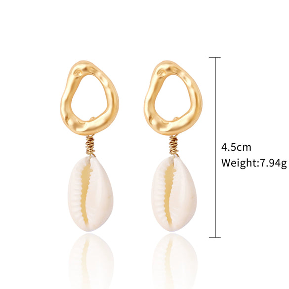 Wholesale Shell Earrings Handmade Geometric Natural Style Alloy Stainless Steel
