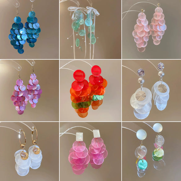 Wholesale Shell Handmade Geometric Needle Tassel Earrings For Women