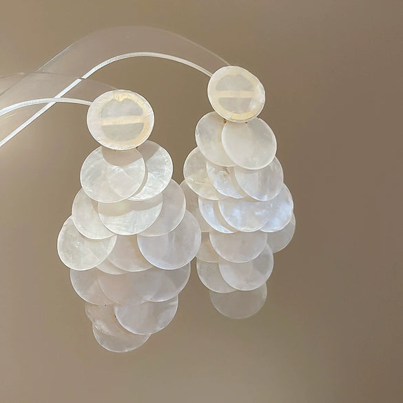 Wholesale Shell Handmade Geometric Needle Tassel Earrings For Women