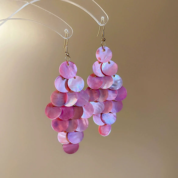 Wholesale Shell Handmade Geometric Needle Tassel Earrings For Women