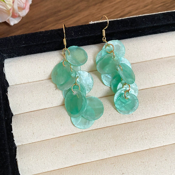 Wholesale Shell Handmade Geometric Needle Tassel Earrings For Women